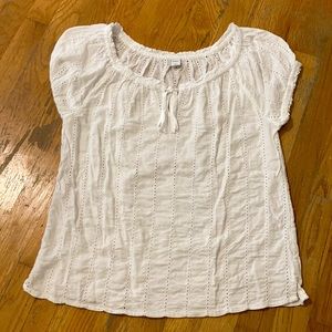 Tie-Neck Eyelet Puff-Sleeve Women’s Blouse